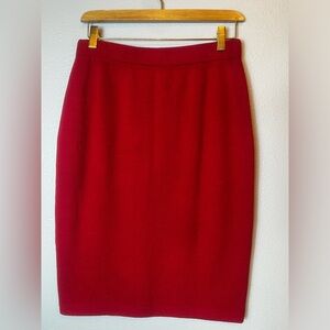 Vintage St.John Collection Red Santana Knit Pull On MIDI Skirt Size 6